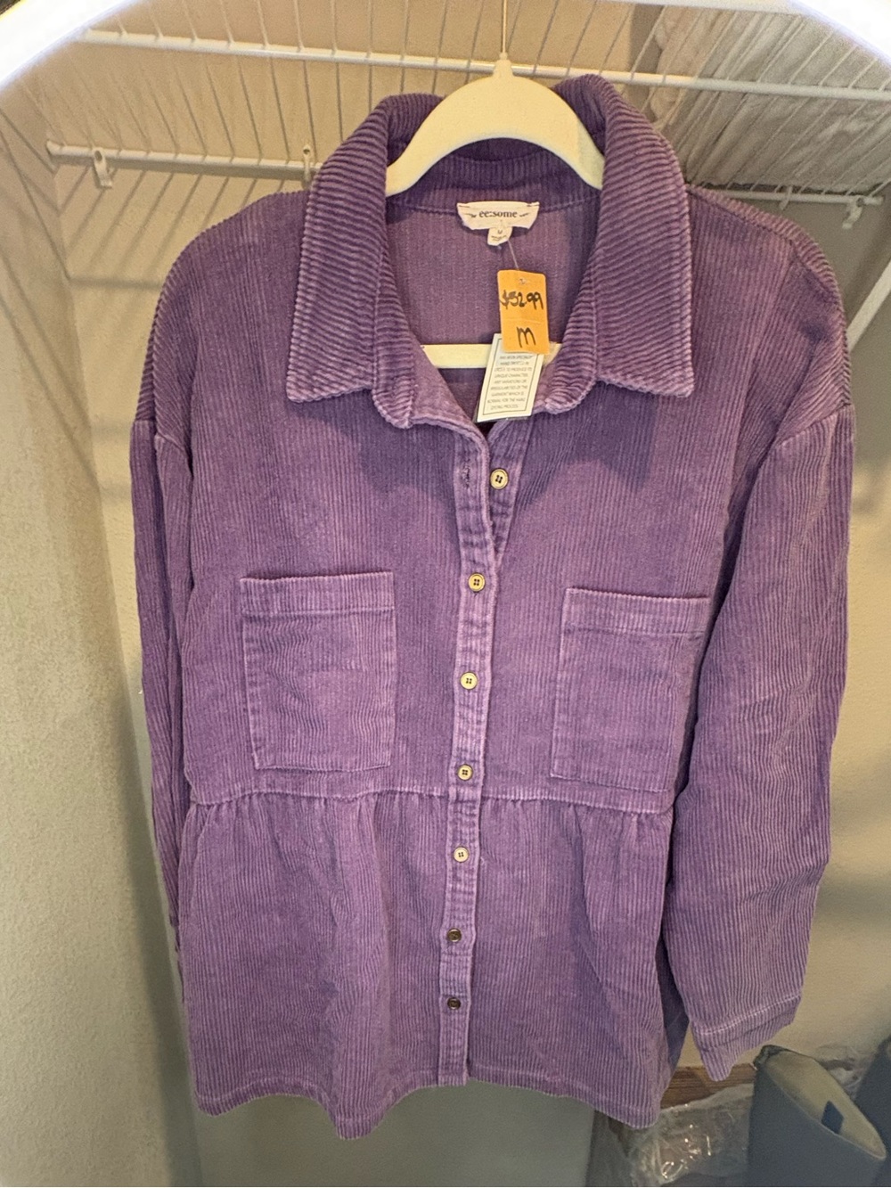 eesome Purple Corduroy Utility Jacket - Picture 2 of 10
